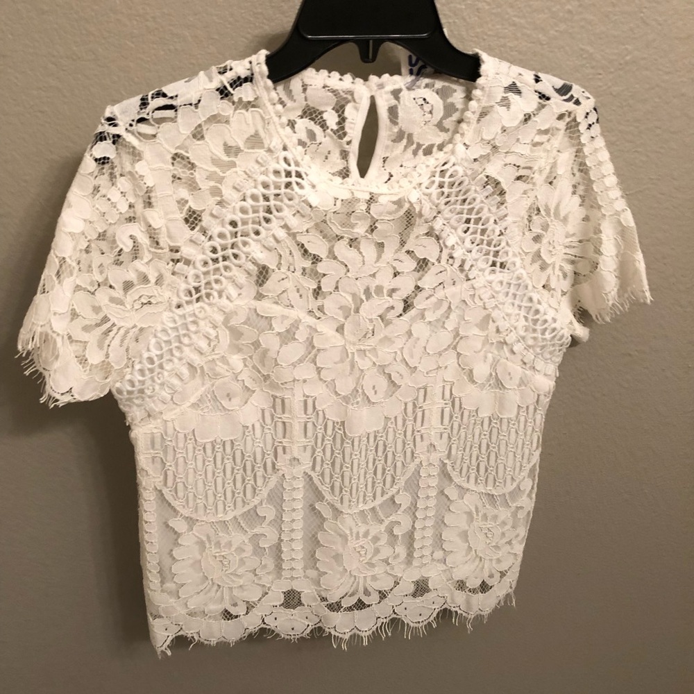 White lace crop top
